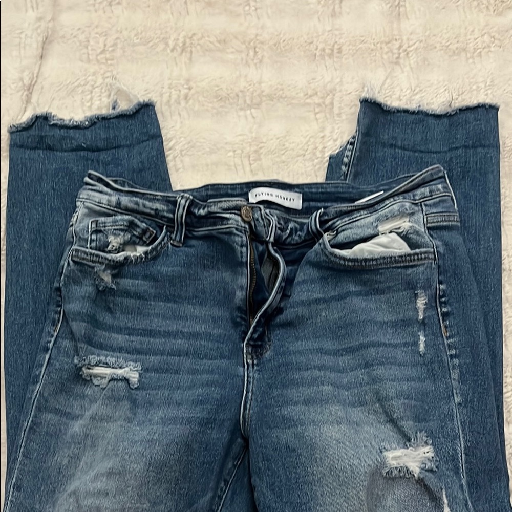 Flying Monkey Blue Boyfriend Jeans Distressed